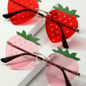 Red and Pink Fruit Sunglasses with Leaf Accents